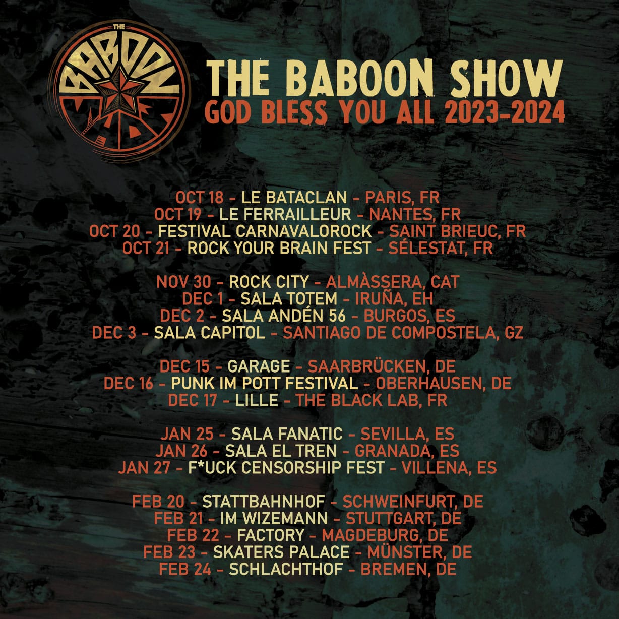 baboon show tour dates